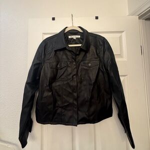 Kenneth Cole Women's Faux-Leather Jacket Black